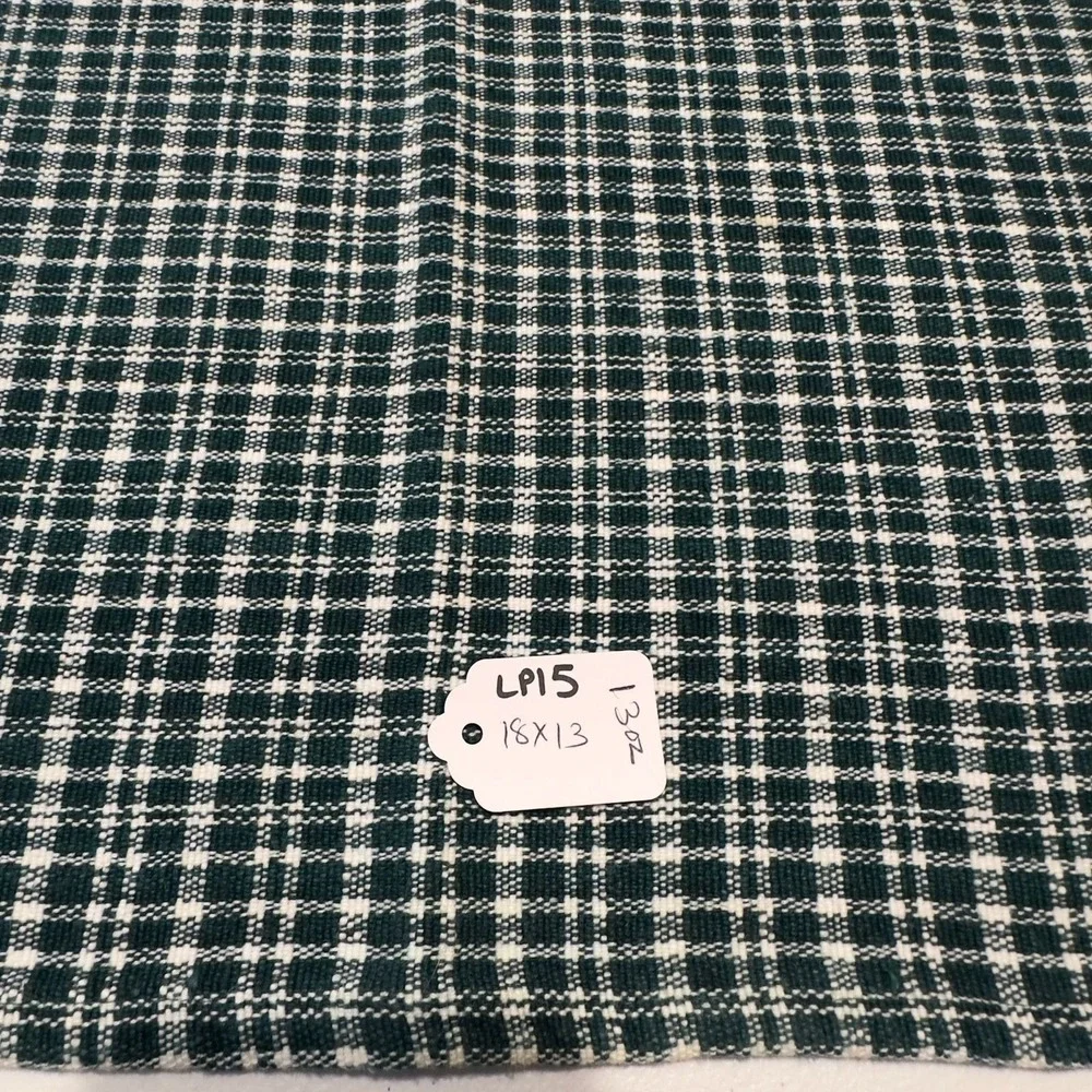 Primitive Green White Check Fringed Cotton Placemats Set of‎ 4 Hand Loomed 18x13